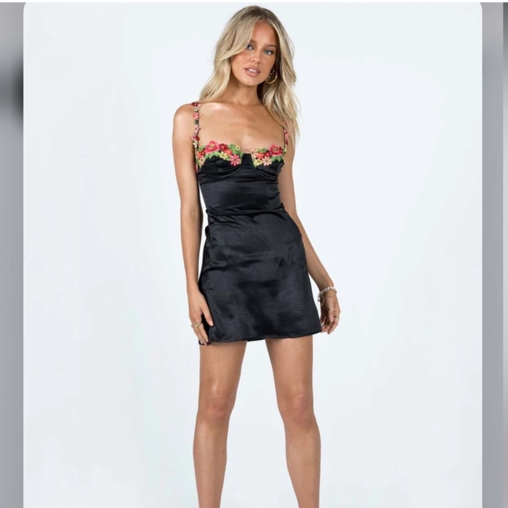 Princess Polly Black Satin Mini Dress